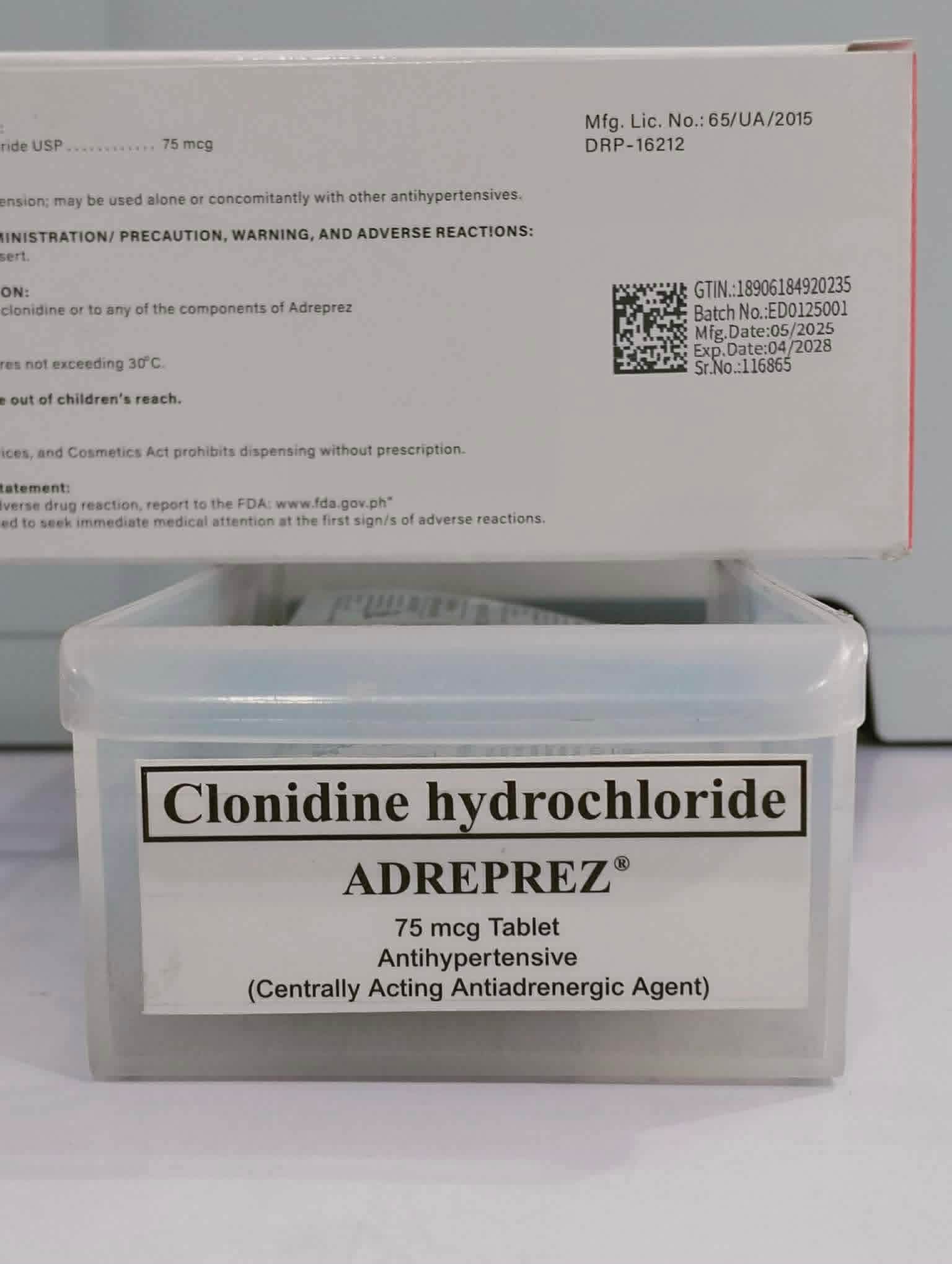 Clonidine (Adreprez) 75mcg/tab