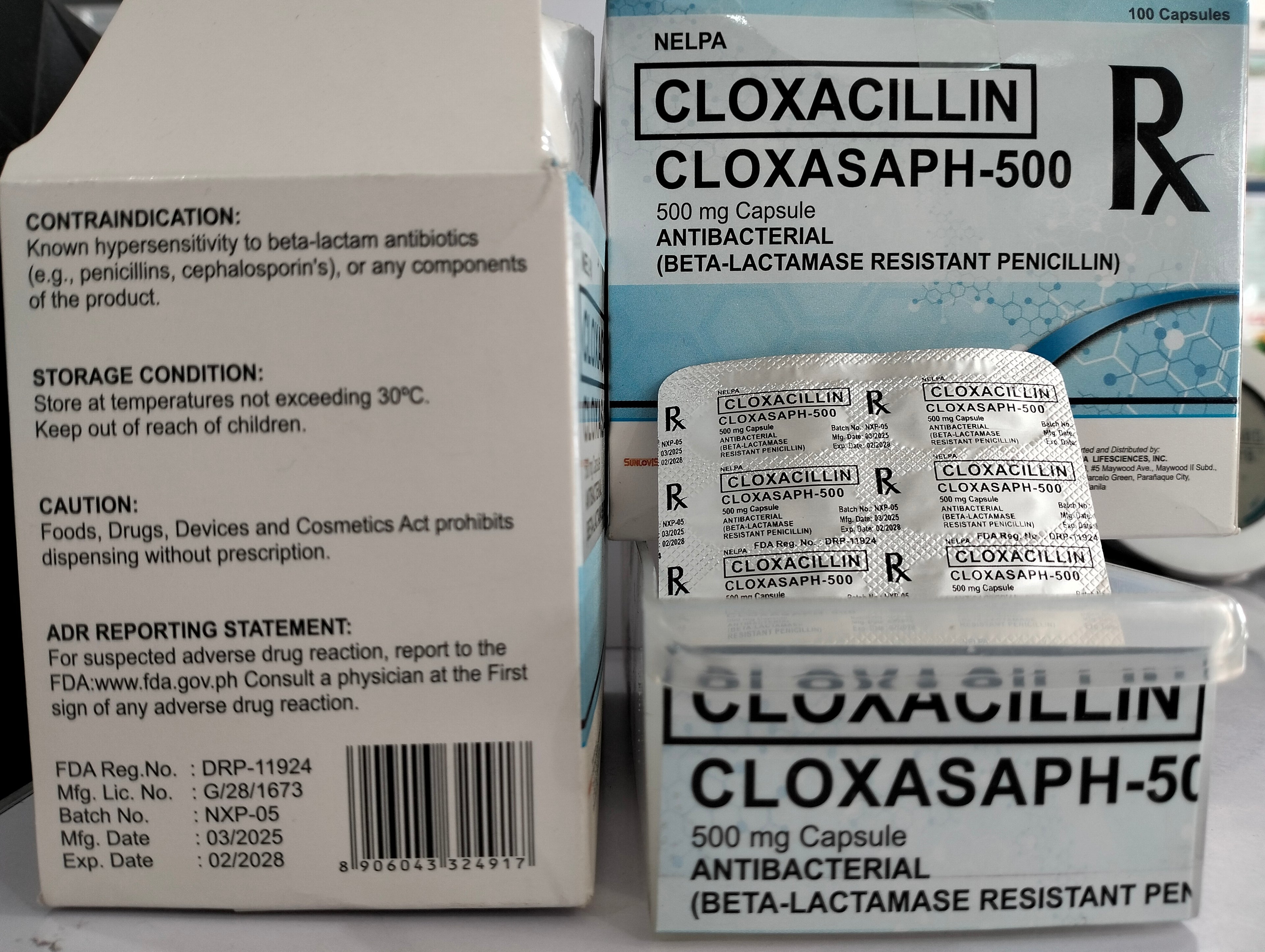 Cloxacillin (Cloxasaph) 500mg/cap