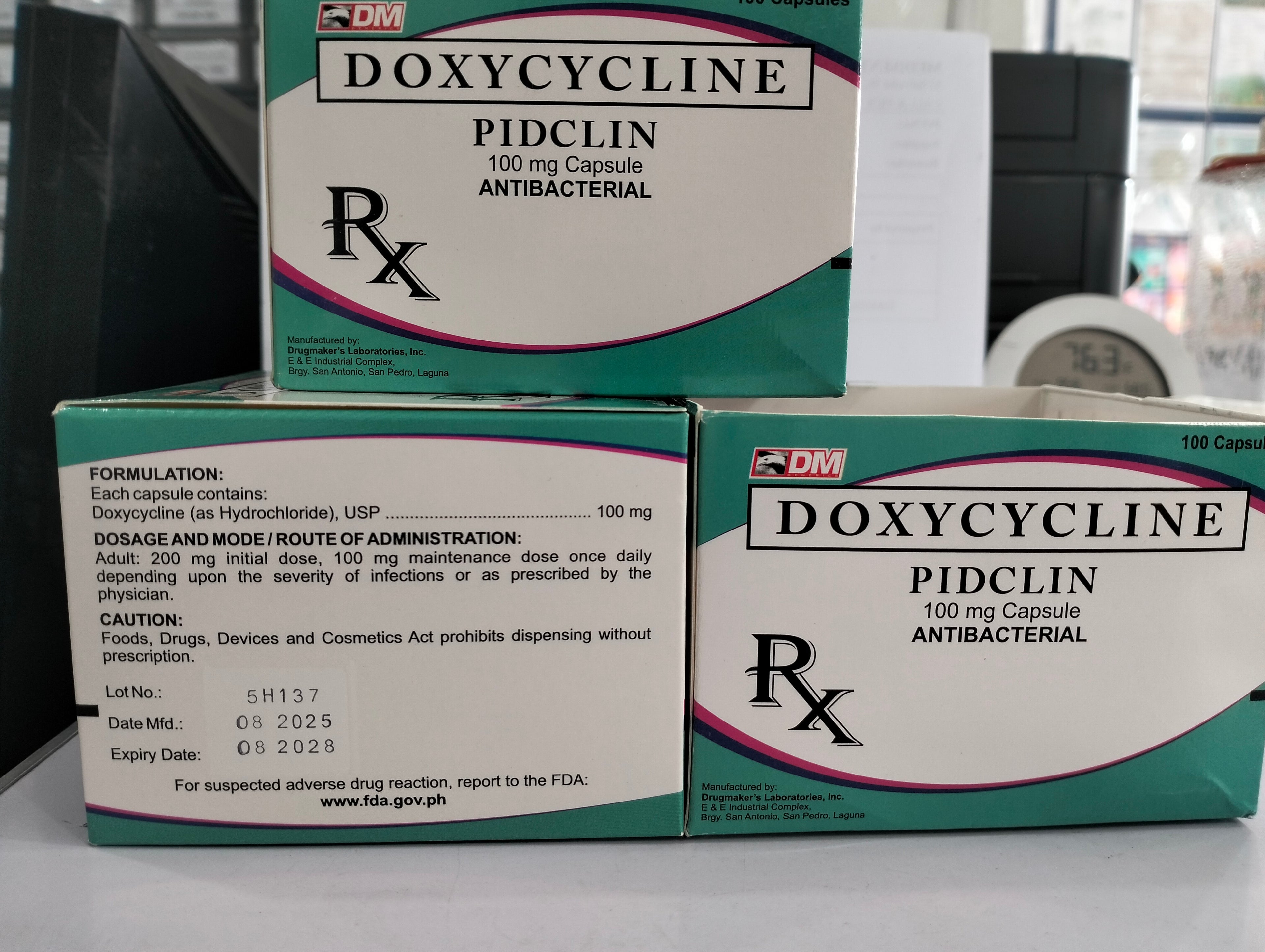 Doxycycline (Pidclin) 100mg/cap