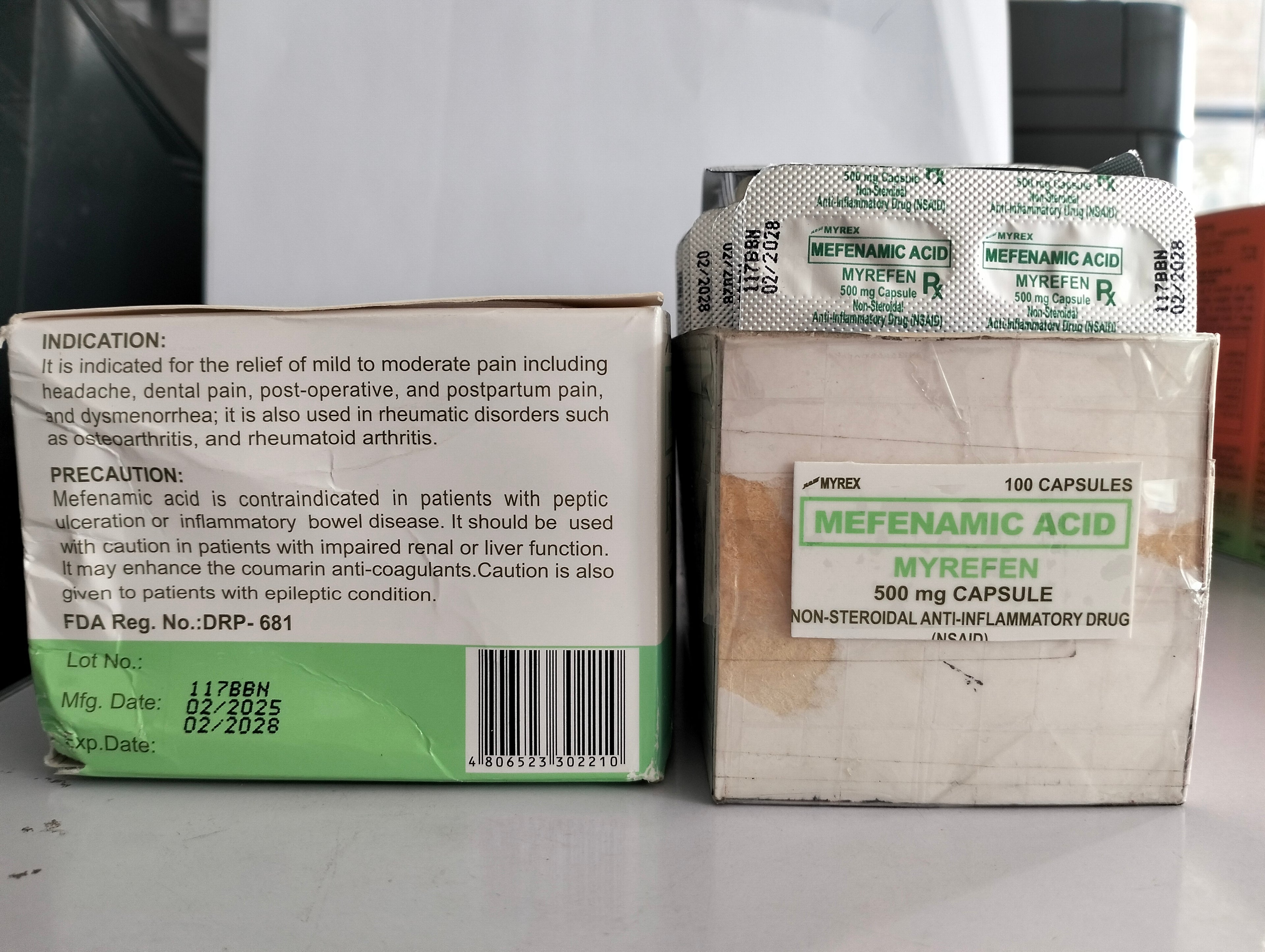 Mefenamic Acid (Myrefen) 500mg/cap