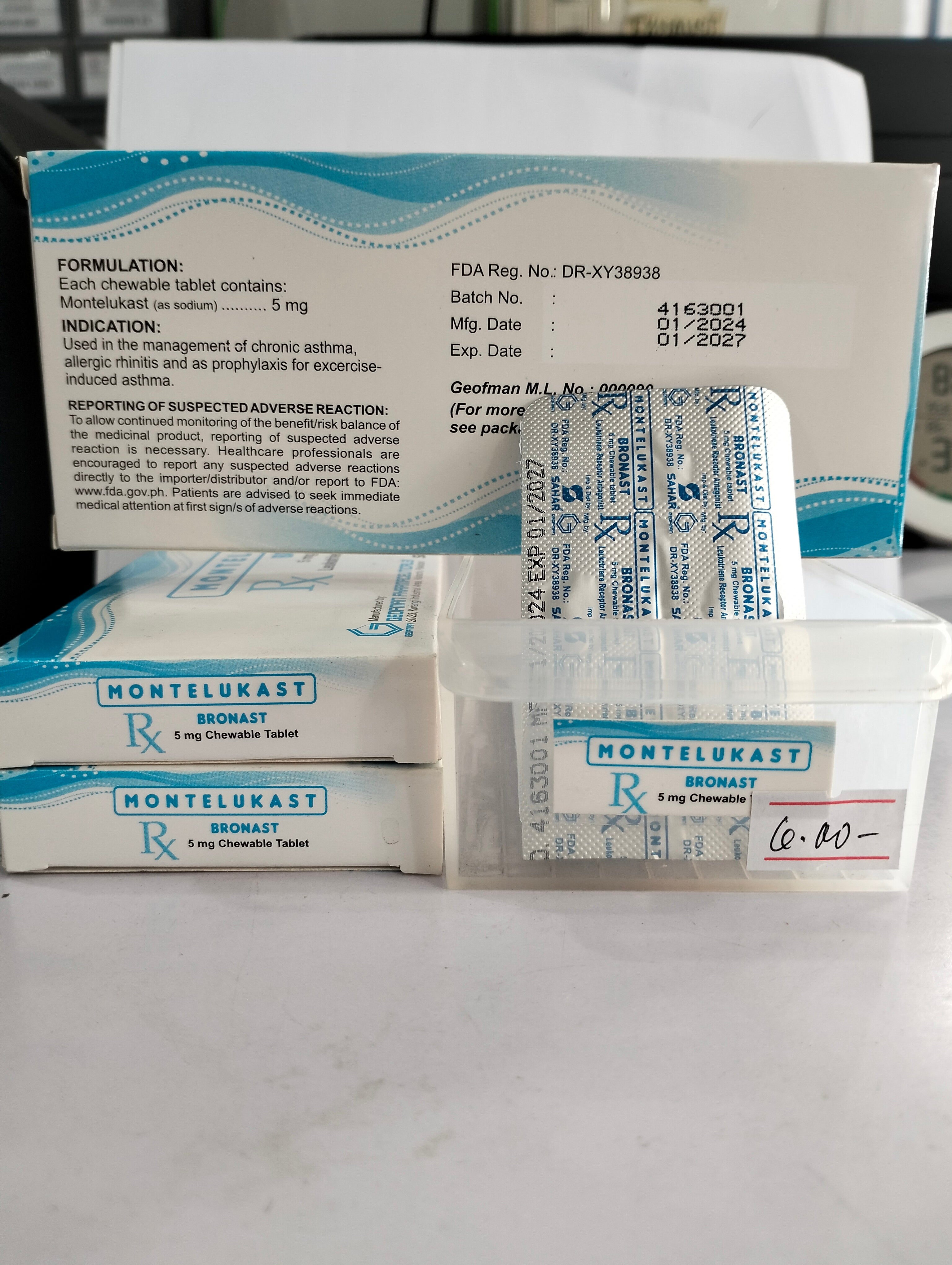 Montelukast (Bronast) 5mg/tab