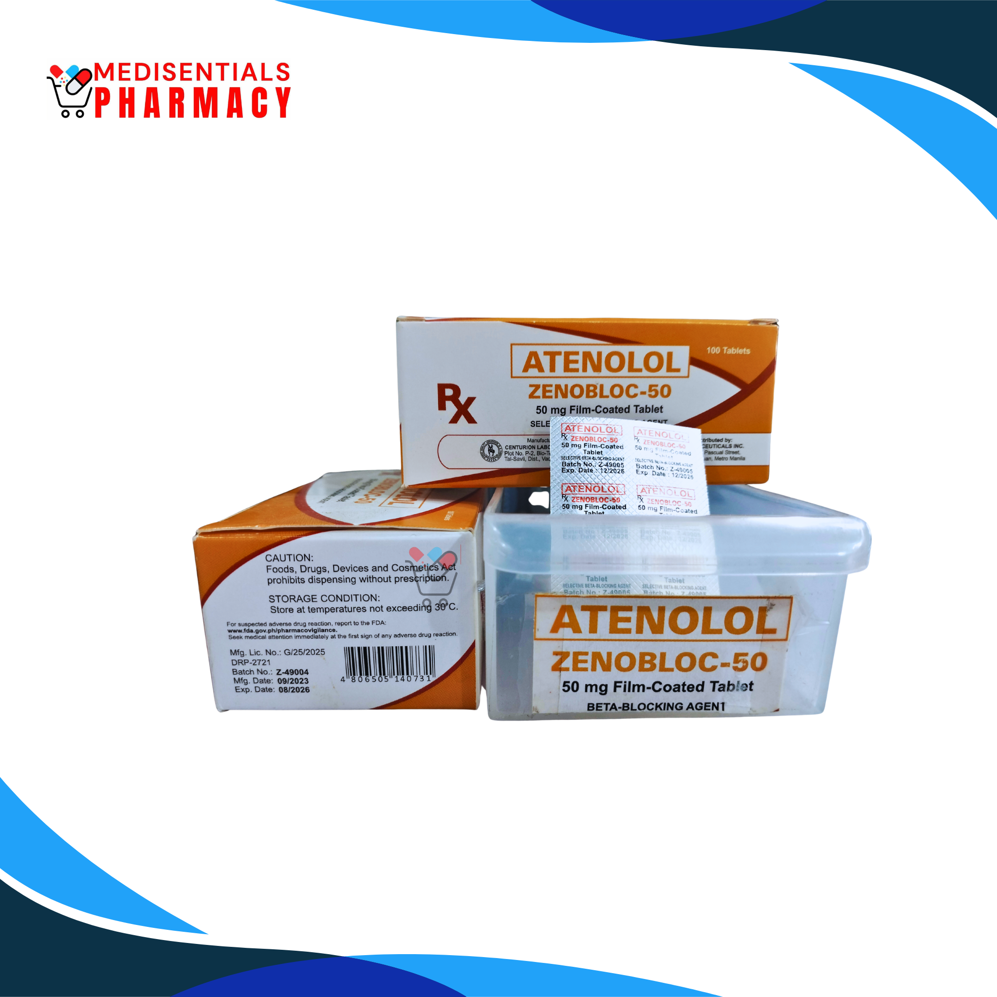 Atenolol (Zenobloc) 50mg/tab
