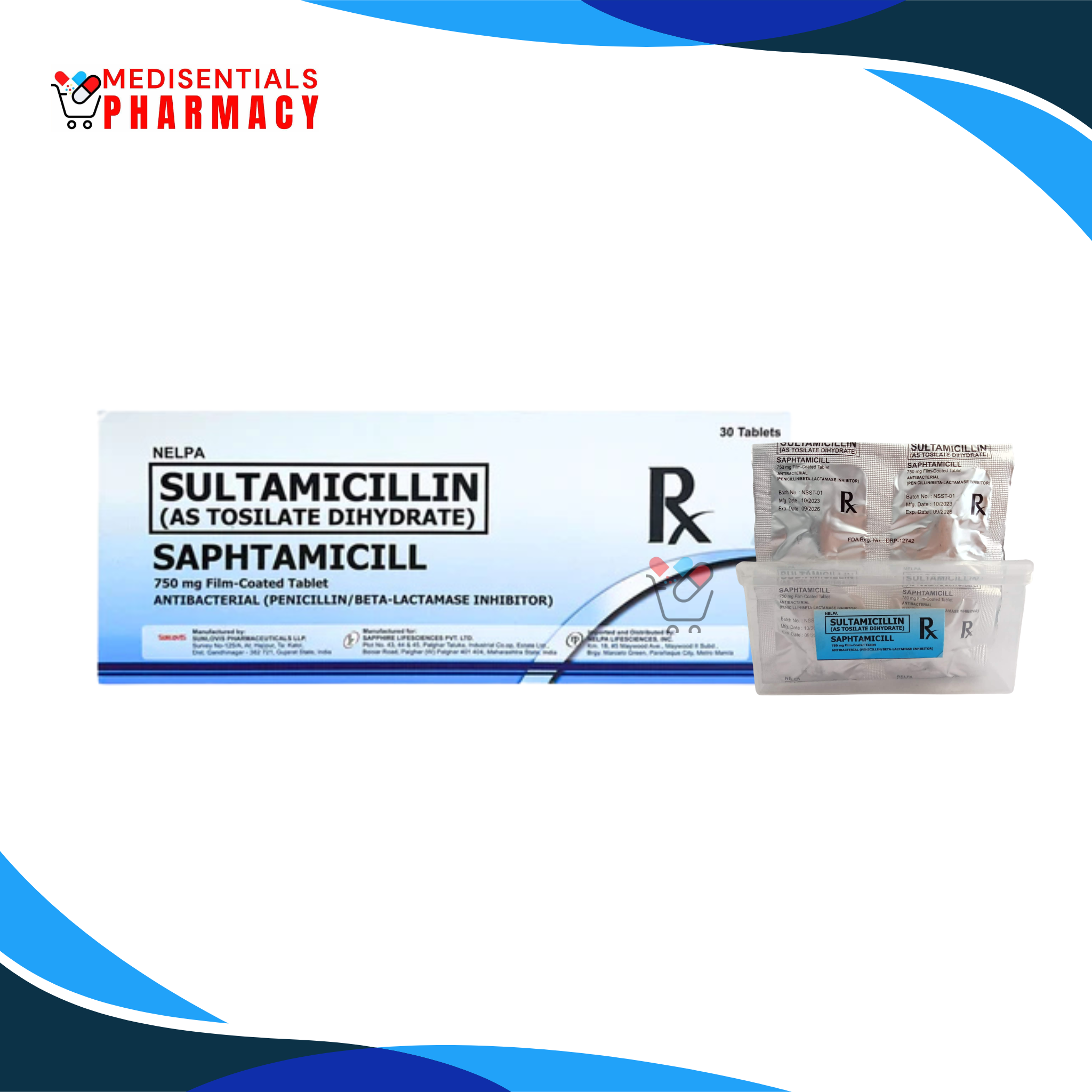 Sultamicillin (Saphtamicill) 750mg film-coated tab